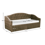 Pat cu spaţiu de depozitare, 90x200, ţesătură Velvet maro, ZASKA - imagine 2