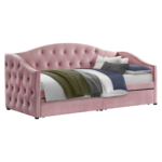 Pat cu spaţiu de depozitare, 90x200, ţesătură Velvet roz, ZASKA - imagine 2