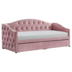Pat cu spaţiu de depozitare, 90x200, ţesătură Velvet roz, ZASKA - imagine 3