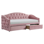 Pat cu spaţiu de depozitare, 90x200, ţesătură Velvet roz, ZASKA - imagine 4