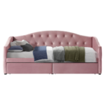 Pat cu spaţiu de depozitare, 90x200, ţesătură Velvet roz, ZASKA - imagine 5