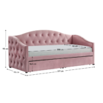 Pat cu spaţiu de depozitare, 90x200, ţesătură Velvet roz, ZASKA - imagine 8
