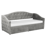Pat cu spaţiu de depozitare, 90x200, ţesătură Velvet gri, ZASKA - imagine 3
