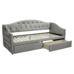 Pat cu spaţiu de depozitare, 90x200, ţesătură Velvet gri, ZASKA - imagine 5