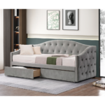 Pat cu spaţiu de depozitare, 90x200, ţesătură Velvet gri, ZASKA - imagine 7