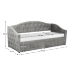 Pat cu spaţiu de depozitare, 90x200, ţesătură Velvet gri, ZASKA - imagine 2