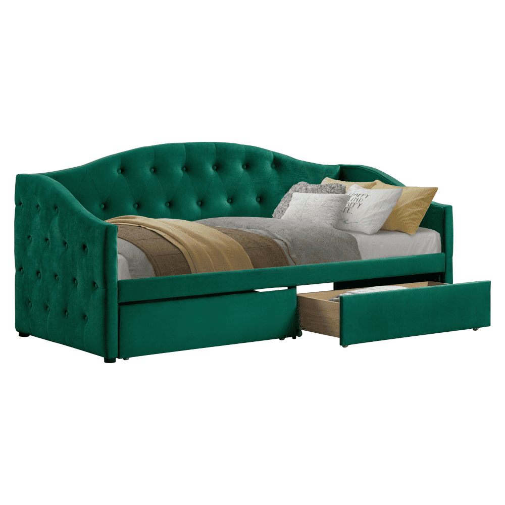zaska-zelena-opr-04 Pat cu spaţiu de depozitare, 90x200, ţesătură Velvet catifea, ZASKA - imagine 1