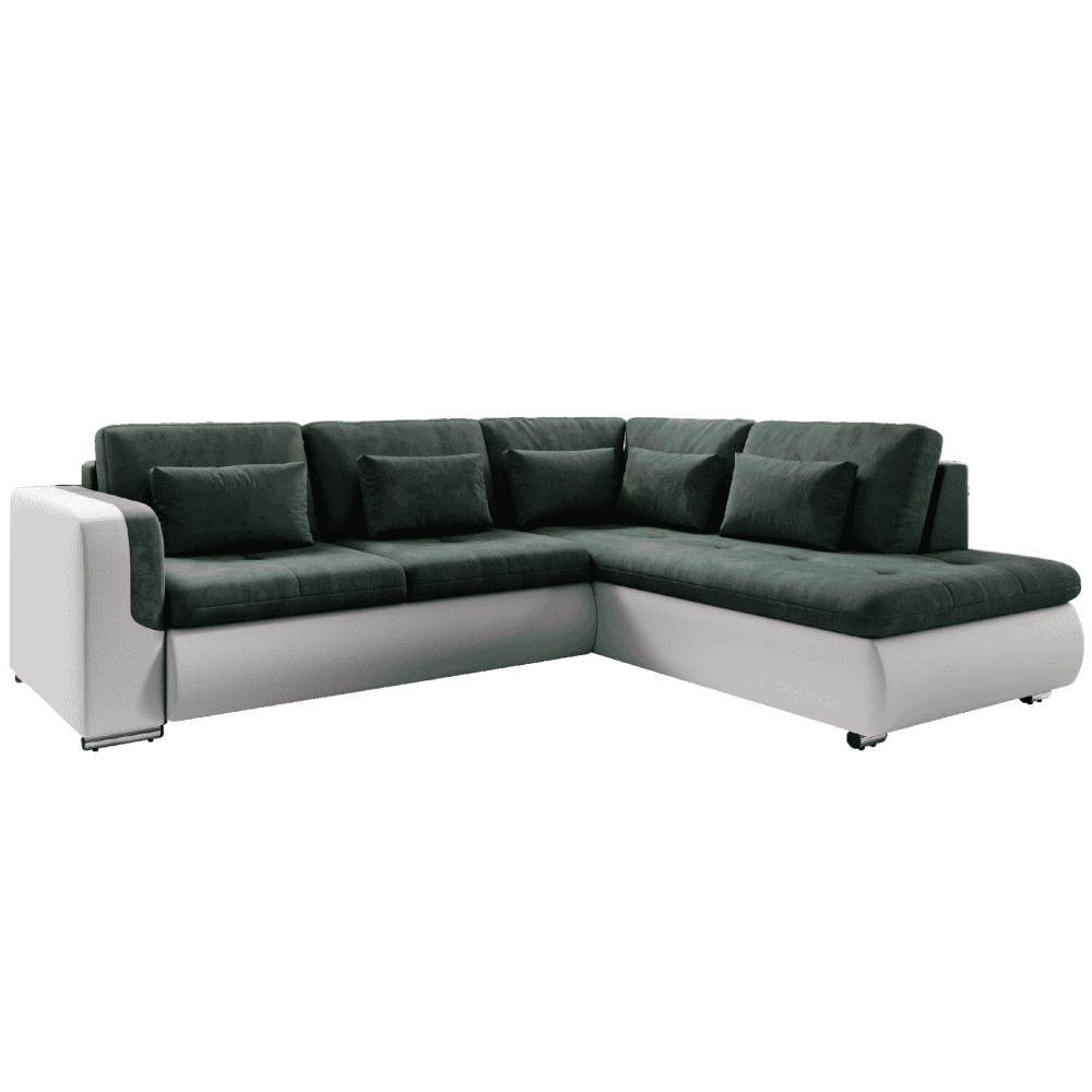 zelena-spanie-inter-hlavna Canapea extensibilă, alb/verde, dreapta, FURUD L ROH - imagine 1