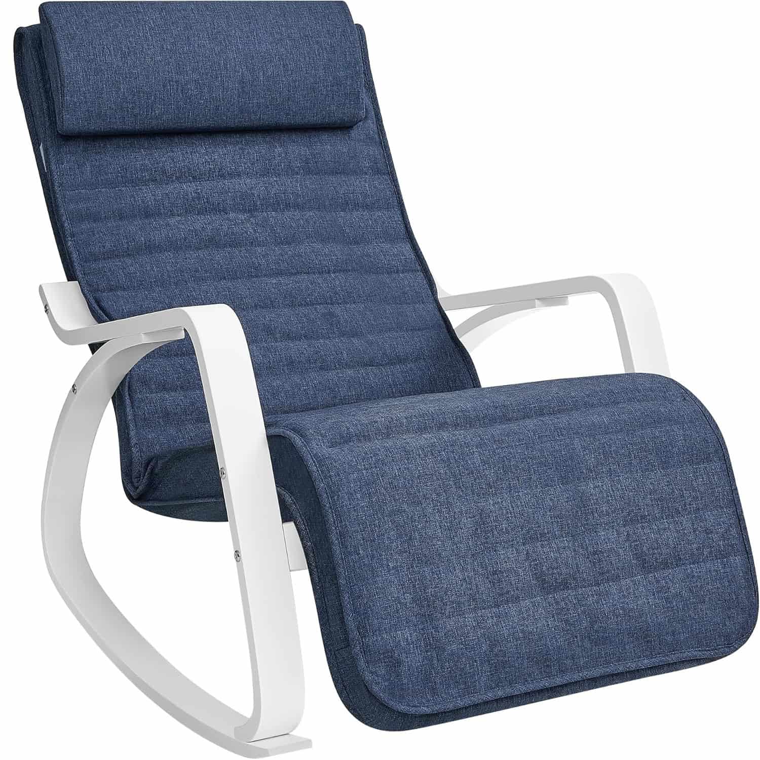 01-21 Scaun balansoar din lemn, suport picioare reglabil, maxim 150kg, 67x122x84 cm, albastru Mob360 - imagine 1