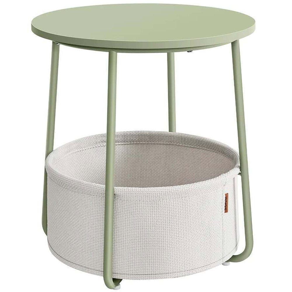 0111 VASAGLE Masuta de cafea rotunda cu cos de stofa, stil modern, 45x50cm, verde cu crem Mob360 - imagine 1