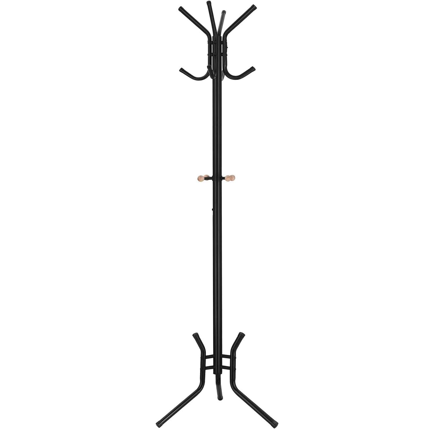 03-19 VASAGLE Cuier pentru haine, din otel, tip pom, cu 12 carlige, 176cm, negru Mob360 - imagine 1