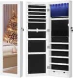 Dulap de bijuterii cu oglinda, montare pe perete, incuietoare, 37x10x120cm, alb Mob360 - imagine 2