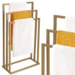 Suport metalic de baie pentru prosoape, cu 3 standuri, 86 cm, auriu mat Mob360 - imagine 2