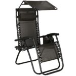 Sezlong pliabil cu parasolar si suport pahare, 77x110x175cm, maro Mob360