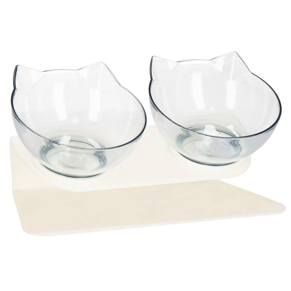 1-91 Bol ortopedic dublu pentru hrana si apa pisici, inclinare de 15 grade, baza antiderapanta Mob360 - imagine 1