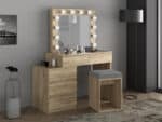 Masa de toaleta si machiaj Adele cu 5 sertare si oglinda 12 LED, 113x47x142 cm, craft Mob360 - imagine 2
