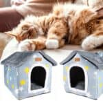 Cusca pentru pisici sau caini de talie mica, pentru interior, din catifea si bumbac, perna inclusa, 52x43x50cm Mob360 - imagine 3