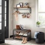 VASAGLE Cuier de perete cu raft de depozitare, 5 carlige, 30x80x27 cm, maro rustic Mob360 - imagine 2