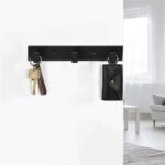 Cuier de baie pentru prosoape cu 2 sisteme instalare, aluminiu, 3 agatatori, 25x4cm, negru Mob360 - imagine 2