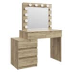 Masa de toaleta si machiaj Adele cu 5 sertare si oglinda 12 LED, 113x47x142 cm, craft Mob360 - imagine 8