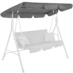 Husa din panza pentru leagan de gradina mare, viziera acoperis, 220x115 cm, gri Mob360 - imagine 3