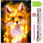 Set de broderie cu diamante 5D, 30x40cm, model Vulpe Mob360