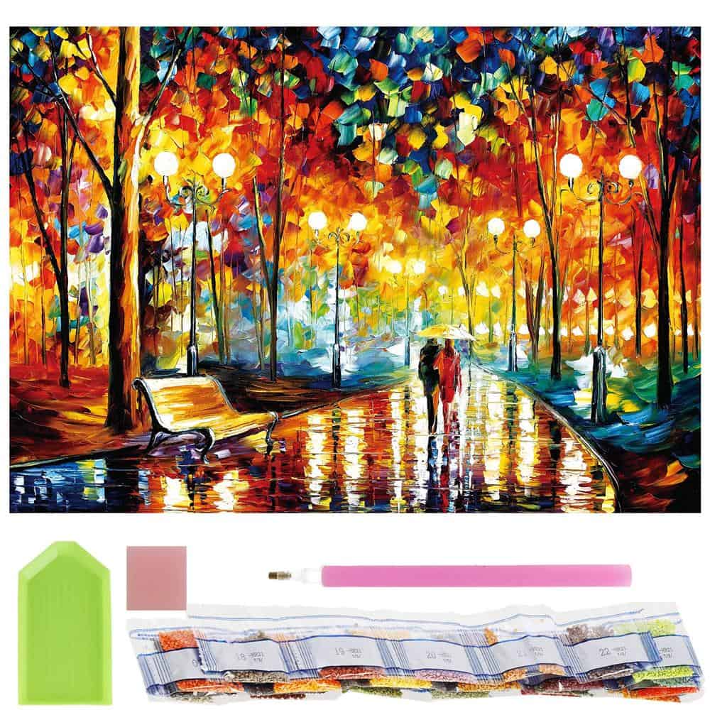 21-7 Set de broderie cu diamante 5D, 30x40cm, model Alee in parc Mob360 - imagine 1