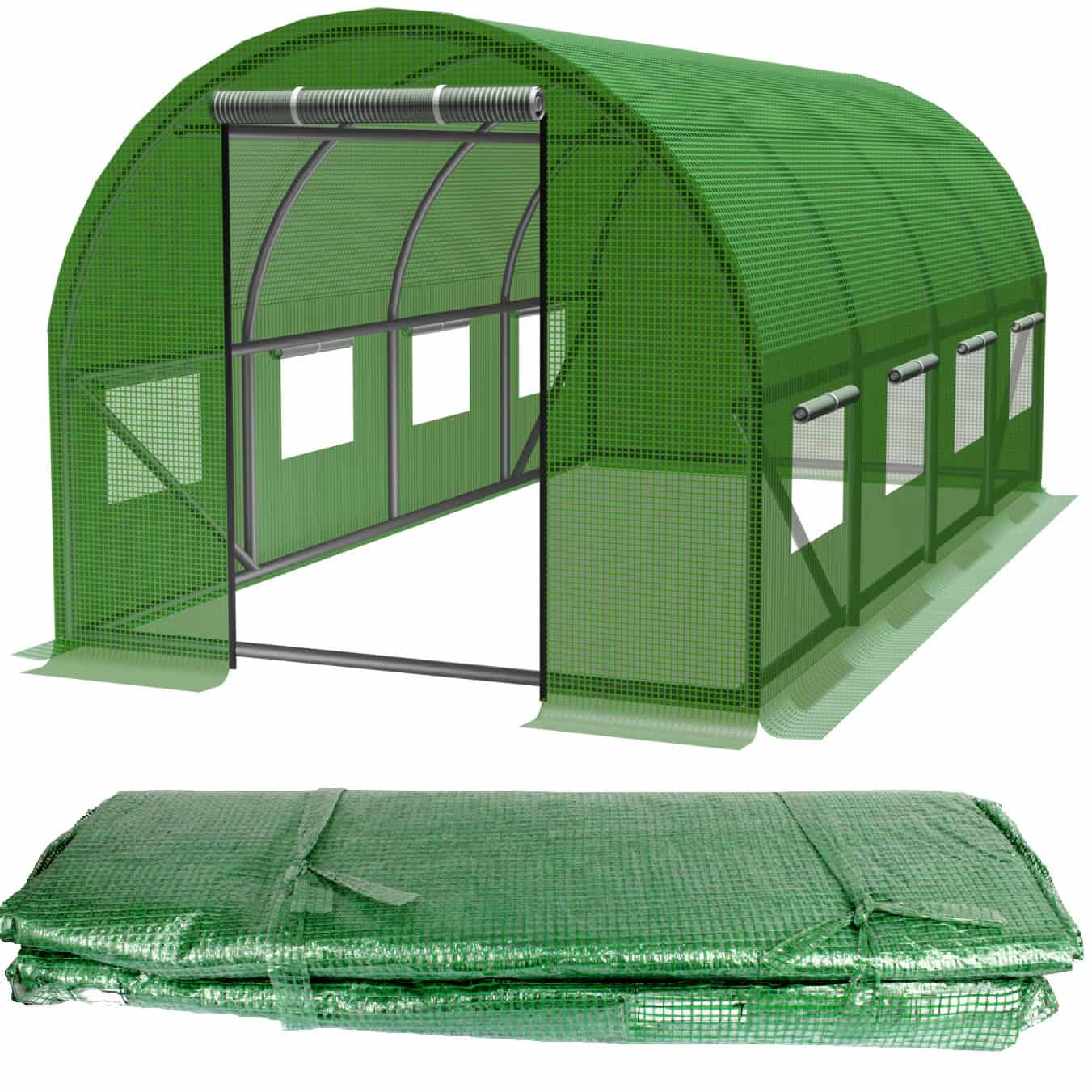 22-folie-tun Folie pentru sera de gradina, 6x3 m, material PE 140 g/m, rezistenta la UV4, verde transparent Mob360 - imagine 1