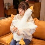 Jucarie gasca plus, tip perna, lavabila, umplutura hipoalergenica, pentru copii si adulti, 130 cm, alb cu portocaliu Mob360 - imagine 3