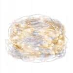 Instalatie lumina decorativa cu 100 LED-uri, 5m, cu alimentare pe baterii, iluminare alba Mob360 - imagine 3