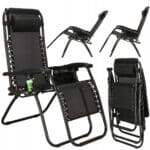 Sezlong scaun pliant plaja sau gradina, Siesta, gravitatie zero, cu tetiera, 175x67x110 cm, negru Mob360 - imagine 3