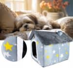 Cusca pentru pisici sau caini de talie mica, pentru interior, din catifea si bumbac, perna inclusa, 52x43x50cm Mob360 - imagine 4