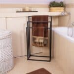 Suport metalic de baie pentru prosoape, cu 3 standuri, 84 cm, negru Mob360 - imagine 4