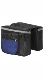 Geanta portbagaj bicicleta dubla, buzunare laterale, 32x30x28cm, negru albastru reflectorizant, 15 litri Mob360