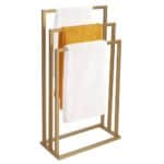 Suport metalic de baie pentru prosoape, cu 3 standuri, 86 cm, auriu mat Mob360 - imagine 4