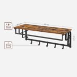 VASAGLE Cuier de perete cu raft de depozitare, 5 carlige, 30x80x27 cm, maro rustic Mob360 - imagine 3