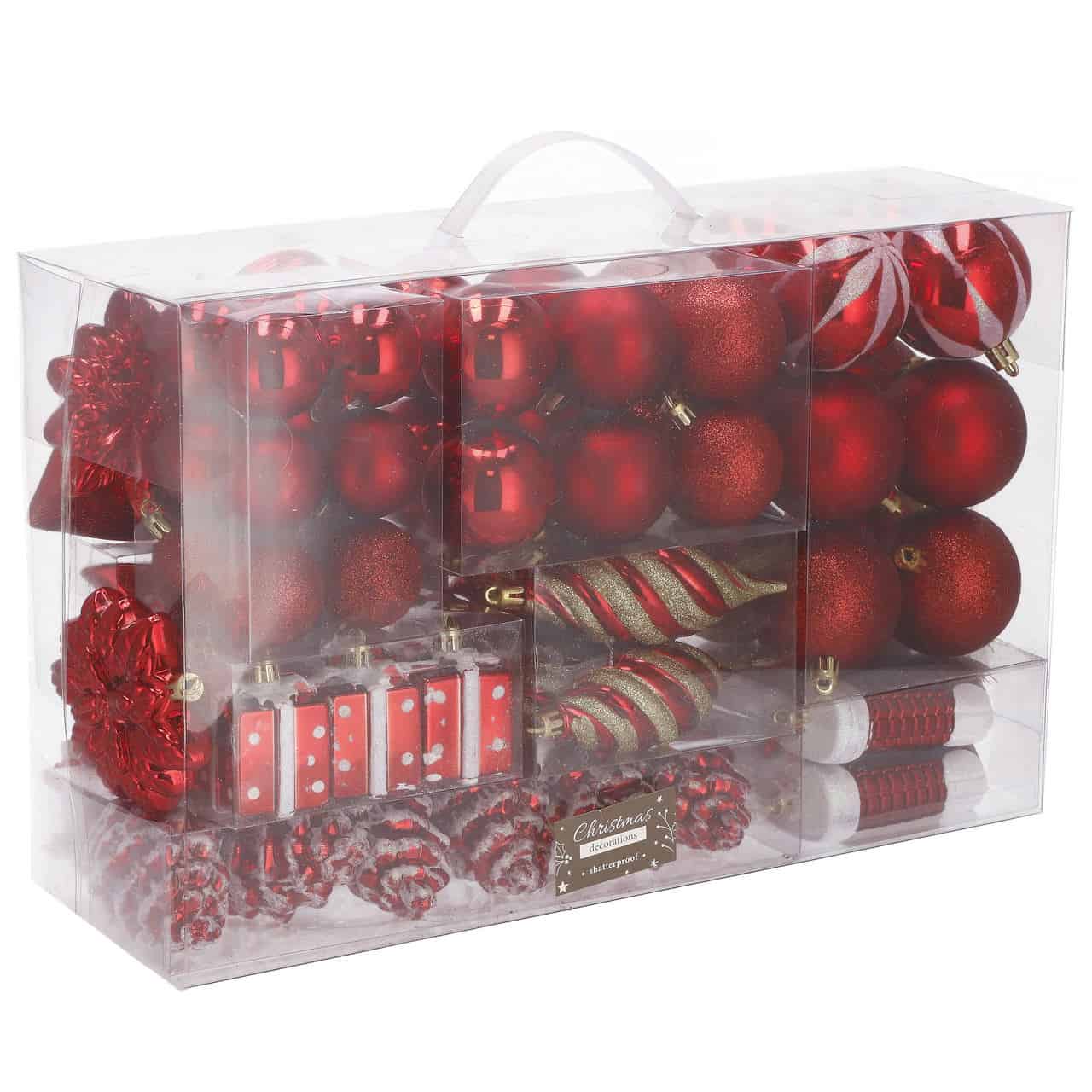 3-51 Set globuri si decoratiuni de Craciun, 72 piese, diverse dimensiuni, rosu Mob360 - imagine 1