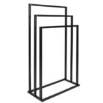 Suport metalic de baie pentru prosoape, cu 3 standuri, 84 cm, negru Mob360