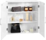VASAGLE Dulap de baie de perete, cu 2 rafturi reglabile, stil scandinav, 60x18x60cm, alb mat Mob360 - imagine 5