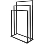 Suport metalic de baie pentru prosoape, cu 3 standuri, 84 cm, negru Mob360 - imagine 5