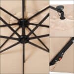 Umbrela de gradina cu brat lateral banana, iluminare LED, cu husa, 300cm, crem Mob360 - imagine 5