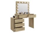 Masa de toaleta si machiaj Adele cu 5 sertare si oglinda 12 LED, 113x47x142 cm, craft Mob360 - imagine 5