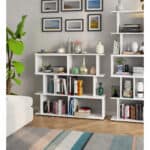 Etajera modulara cu 6 rafturi pentru depozitare, PAL laminat 16 mm, 120x28x108 cm, alb Mob360 - imagine 4