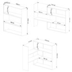 Etajera de colt pentru carti si decoratiuni, cu 3 rafturi, PAL laminat 16 mm, 174x30x109 cm, alb Mob360 - imagine 3