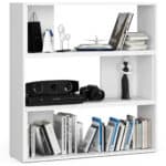 Etajera de colt pentru carti si decoratiuni, cu 3 rafturi, PAL laminat 16 mm, 174x30x109 cm, alb Mob360 - imagine 4