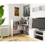 Etajera de colt pentru carti si decoratiuni, cu 3 rafturi, PAL laminat 16 mm, 174x30x109 cm, alb Mob360 - imagine 5