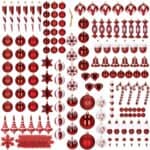 Set globuri si decoratiuni de Craciun, 153 piese, diverse dimensiuni, rosu Mob360 - imagine 7