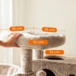 FEANDREA Ansamblu de joaca pentru pisici, tip copac, cu 3 culcusuri, hamac si ascunzatoare, 49x49x135cm, maro deschis Mob360 - imagine 6