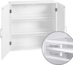 VASAGLE Dulap de baie de perete, cu 2 rafturi reglabile, stil scandinav, 60x18x60cm, alb mat Mob360 - imagine 6