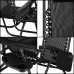 Sezlong scaun pliant plaja sau gradina, Siesta, gravitatie zero, cu tetiera, 175x67x110 cm, negru Mob360 - imagine 6